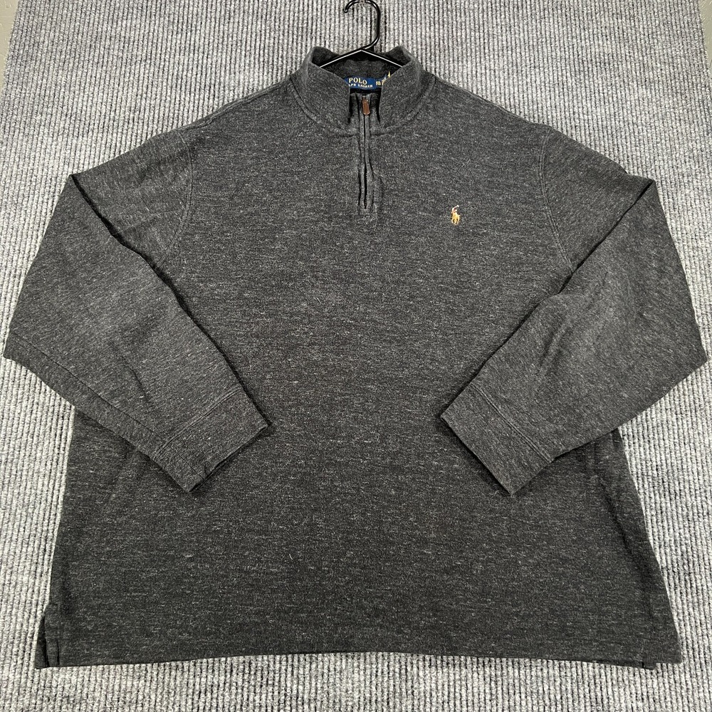Polo Ralph Lauren Sweater Mens 2XL XXL Gray Long Sleeve Mock Neck Flesh Pony - Picture 2 of 10